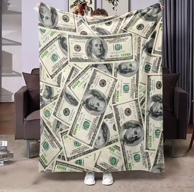 Shop Station Luxury Money Print Blanket Soft Flannel Throw Blanket For Sofa, Bed & Funny Dollar Gift a 27.56 39.37 In
