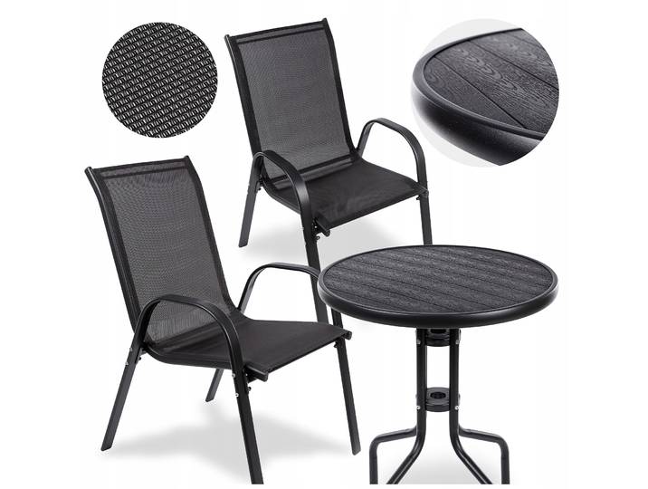 ENSEMBLE DE MEUBLES DE JARDIN POUR BALCON : TABLE ET 2 CHAISES, COLLECTION CAMPELA