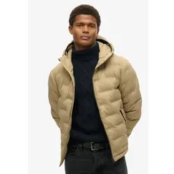 Superdry für Herren. M5012045A Beigefarbener Steppmantel mit Kapuze (S), Lässig, Recyceltes Polyester, Nachhaltig