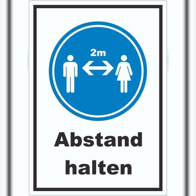 HB-Druck Abstand halten Symbol und Text Aufkleber A9 (37x52mm)