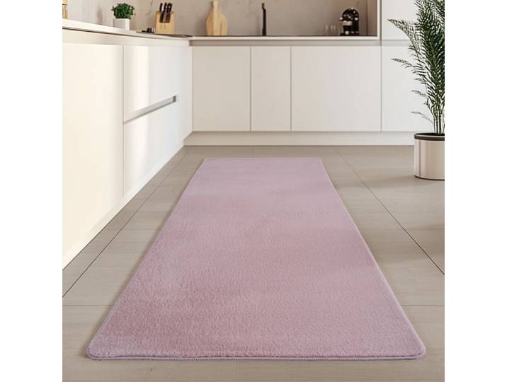 Carpetsale24 Tapis Runner Rose 80x250 cm Lavable Antidérapant et Doux tapis uni Salon et Chambre