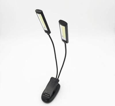 CaseAndConnect Dual Head LED Clip On Reading Light Flexible Book Lamp For Camping Desk Laptop And Music Stand two Head