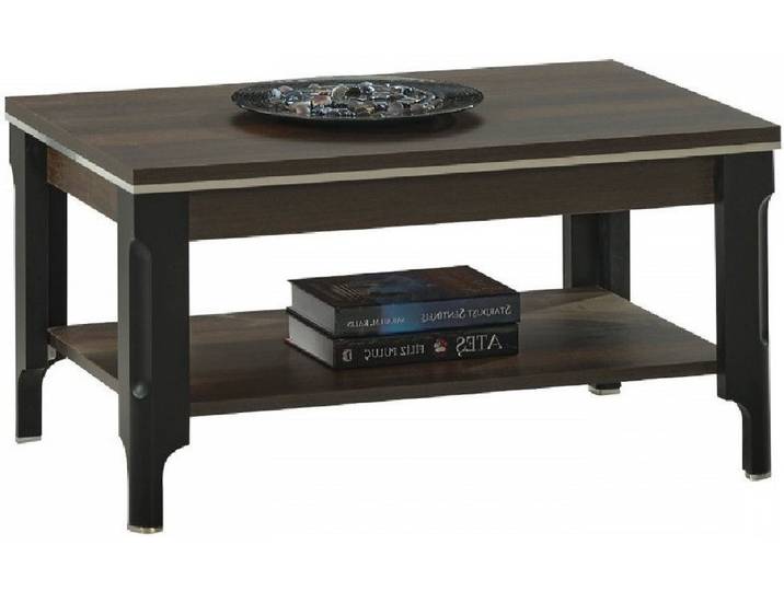 Xlmoebel Couchtisch Dunkler Holztisch mit Regal für elegantes Wohnen (Couchtisch), Hergestellt in Europa
