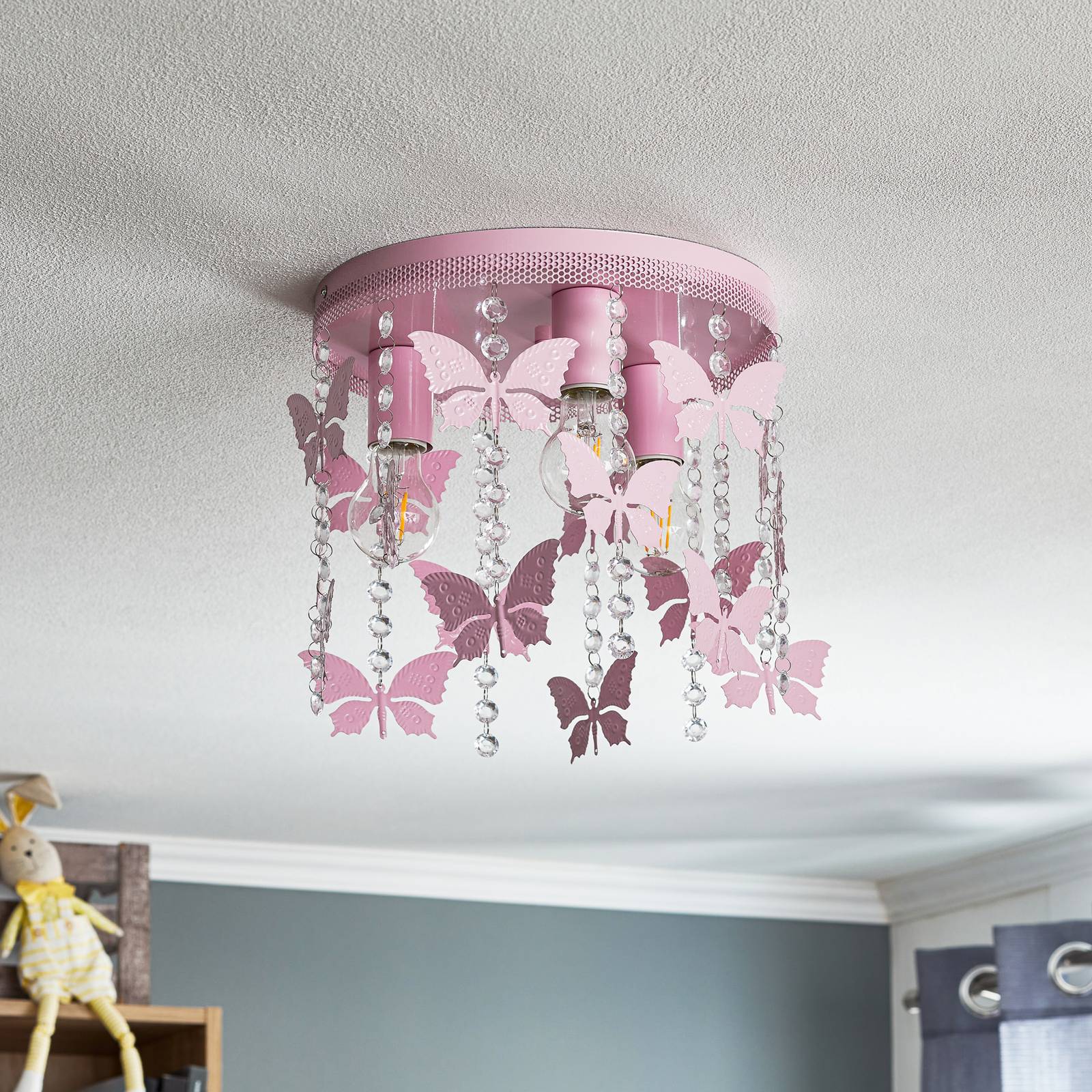 Deckenlampe Angelica Eko-Light, dimmbar, violett / pink / rose, für Kinderzimmer, Metall, Junges Wohnen, Deckenlampe