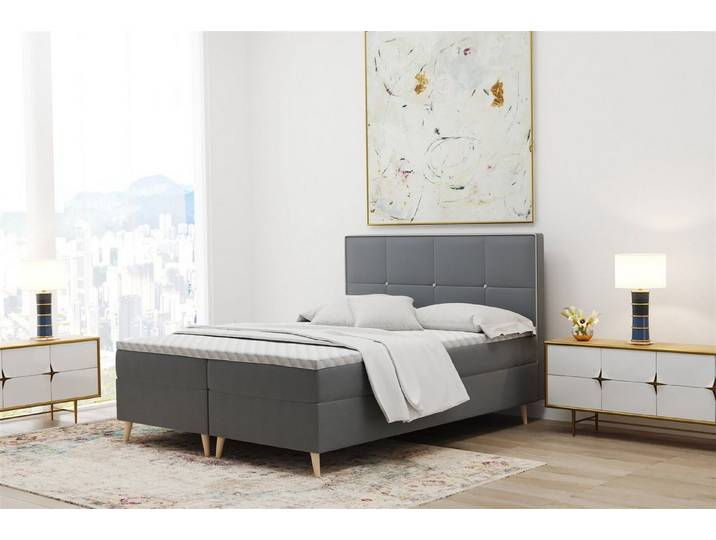 Fun Möbel Boxbett Schlafzimmerbett RENAN 200er (inkl. Bettkasten, inkl. Kaltschaumtopper)