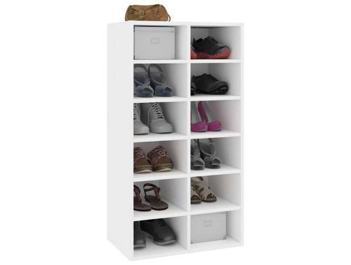 [61575]Étagère à chaussures - Meuble Chaussure d'Entrée - Blanc 54x34x100 5 cm Bois d'ingénierie Poids:28.35 Kg