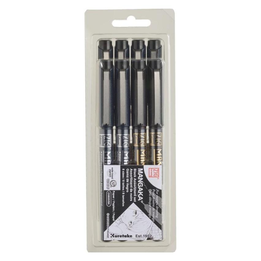 Zig CARTOONIST MANGAKA Black 8-set (8x) (CNM/8VBK)