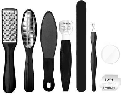 Friendly Fresh Finds Foot Care Set Octopus Fish Eye Exfoliating Heel Sharpener, Heel Cracking & Cramping Removal Files, And Sole Scrub black