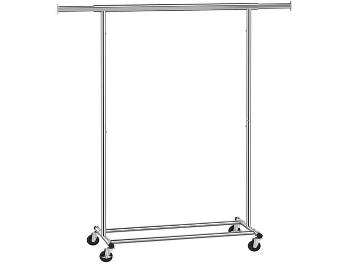 Kleiderwagen, Silberfarben, Metall, 92-132x45x161.5 cm, standfeste Füße, Schlafzimmer, Kleiderständer