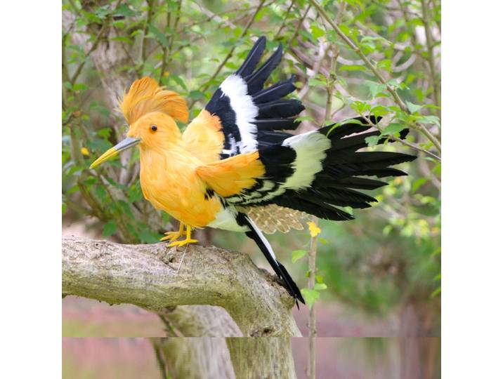 Modèle d'oiseau Hoopoe avec ailes réalistes, décoration pour la maison et le jardin, 30x50 cm, cadeau unique en mousse et plumes