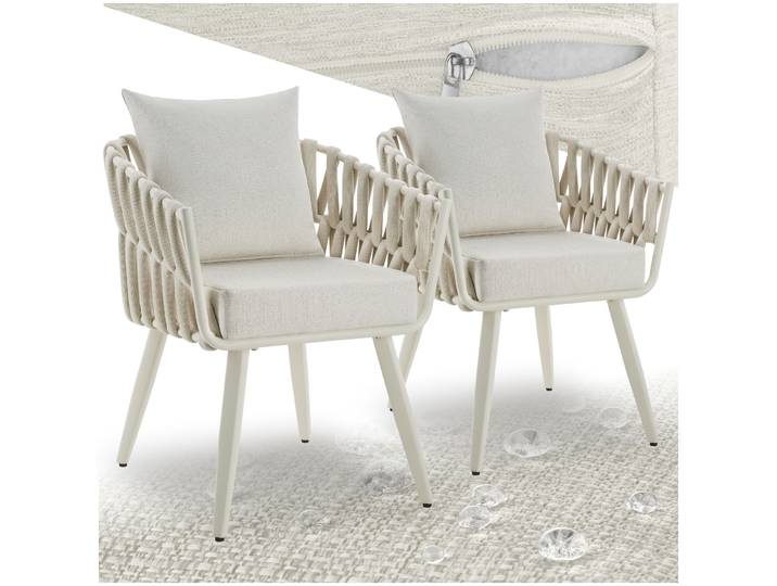 Stuhl Lugano im Rope-Design mit Aluminiumgestell - beige