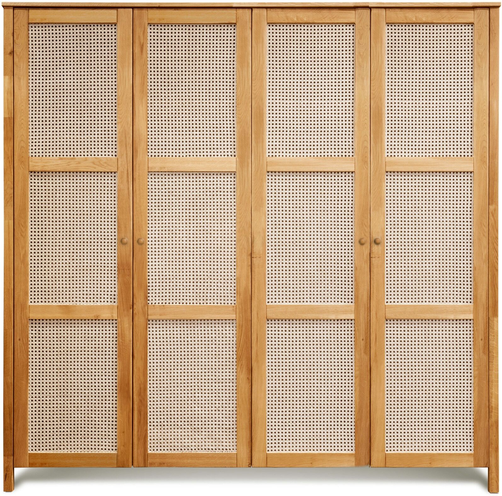 Kleiderschrank GOODPRODUCT "Hällevik Eiche - aus FSC Massivholz, Wiener Geflecht", braun (eiche natur), B:205cm H:200cm T:60cm, Massivholz, Schränke, Kleiderschrank, Massive FSC-zertifizierte Eiche geölt, Fronten mit Wiener Geflecht eiche natur Eiche Natu