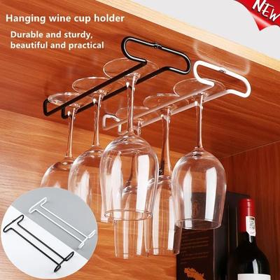 Uplifted Finds Under Cabinet Wine Glass Holder Iron Stemware Hanging Rack Organizer black