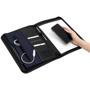 Böttcher-AG Schreibmappe Avanti Zip, schwarz, Polyester, mit Reißverschluss, Tabletfach bis 12 Zoll und Block, A4
