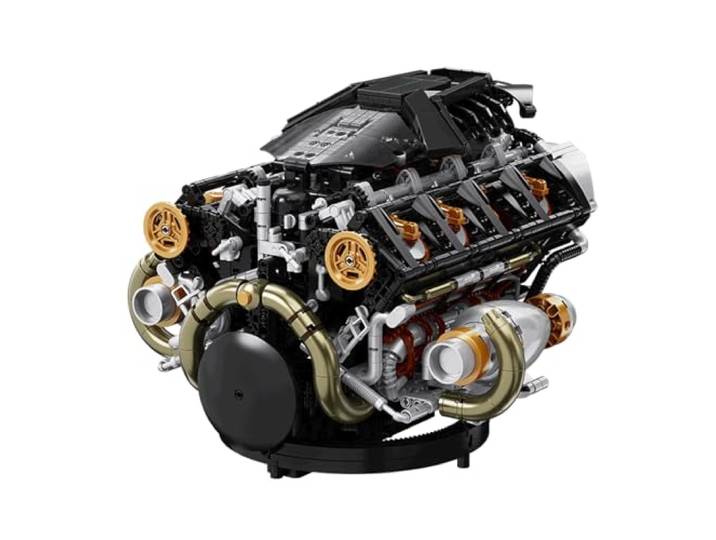 muuchuu Technik V8 Motor Klemmbausteine technik mit Motor für Erwachsene W1 Super Sportwagen Engine Modellbausatz, DIY Hobby Projekt MOC STEM Geschenk für Jugendliche 14+ Technikfans (2035Pcs)
