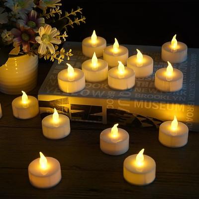 Uplift Picks 12 24 48 Pack Flameless LED Tea Lights With Warm Flickering Glow 24 Packs warm White