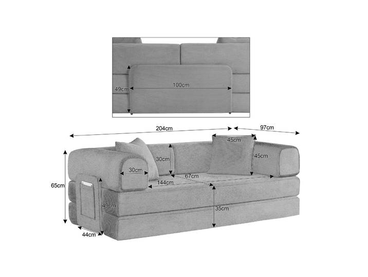 Canapé-lit 204x97x65 Cm Terracotta\, Convertible En Lit\, Structure En Métal Meubliv
