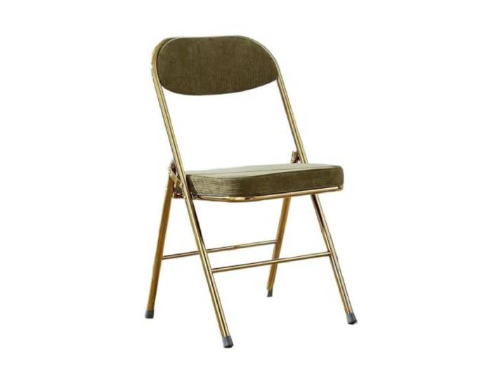 Zymjzbetic Klassischer, platzsparender Café-Stuhl mit Samtrücken Unterstützen Sie das Küchen-Ess-Set, tragbar, zusammenklappbar, Haushalt for Zuhause(Green-gold)