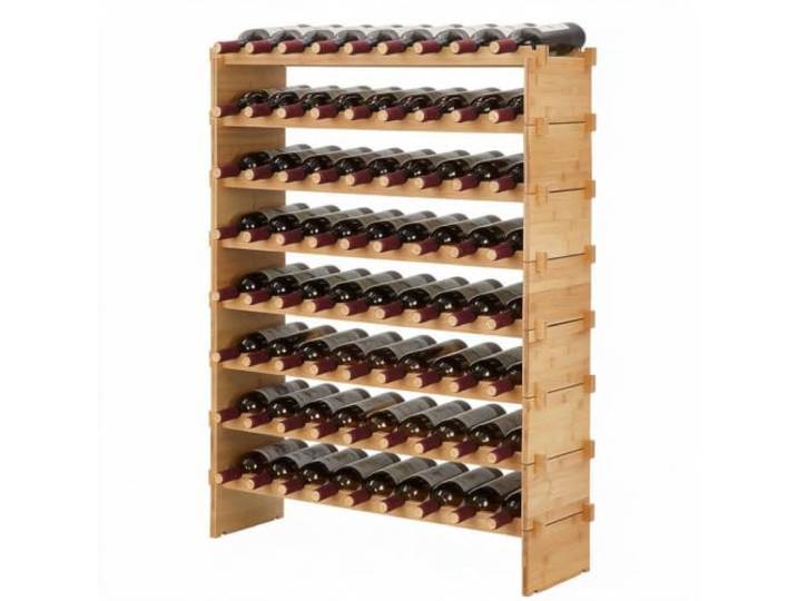 Hapterouse Weinregal 8 Etagen Aus Bambusholz, 72 Flaschen, Für Hausbar Stapelbares Design. Rustikale Präsentation. Platzsparende Aufbewahrung.