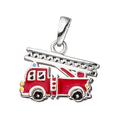 Kettenanhänger JOBO "Anhänger Kinderanhänger Feuerwehr 11 mm", rot, Schmuckanhänger, Mädchen, Silber 925 (Sterlingsilber), Kettenanhänger, 925 Silber rhodiniert