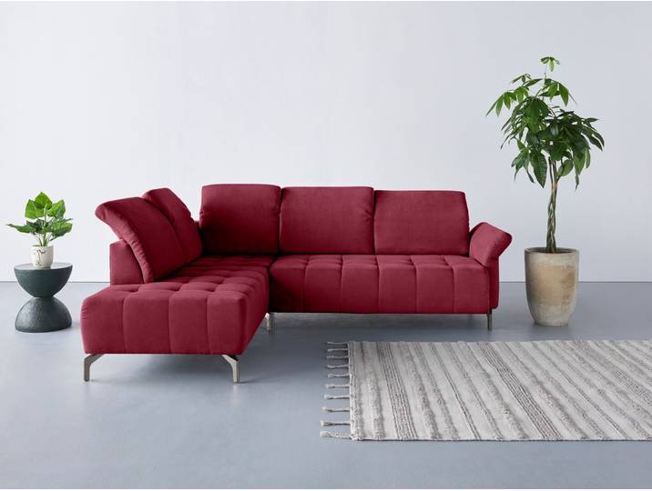 Ecksofa, Luxus-Microfaser, Bordeaux, 260×220 cm, Ottomane Links, Modern, Inosign