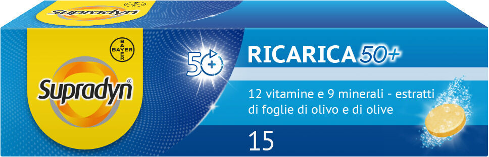 BAYER SpA Supradyn Ricarica 50+ Integratore Vitamine e Minerali 15 Compresse Effervescenti