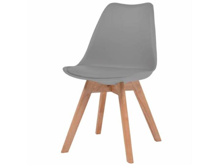 POUFGDR Essstühle, 6 Stück, Kunststoff, Grau Kissen aus Kunstleder, gebogene Rückenlehne, Füße aus Massivholz, einfache Montage, Verwendung in der Küche