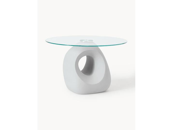 Table ronde avec plateau en verre Linus, tailles variées