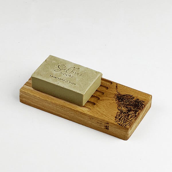 Selbrae House Just Slate Company Highland Cow Oak Soap Dish & Soap Set