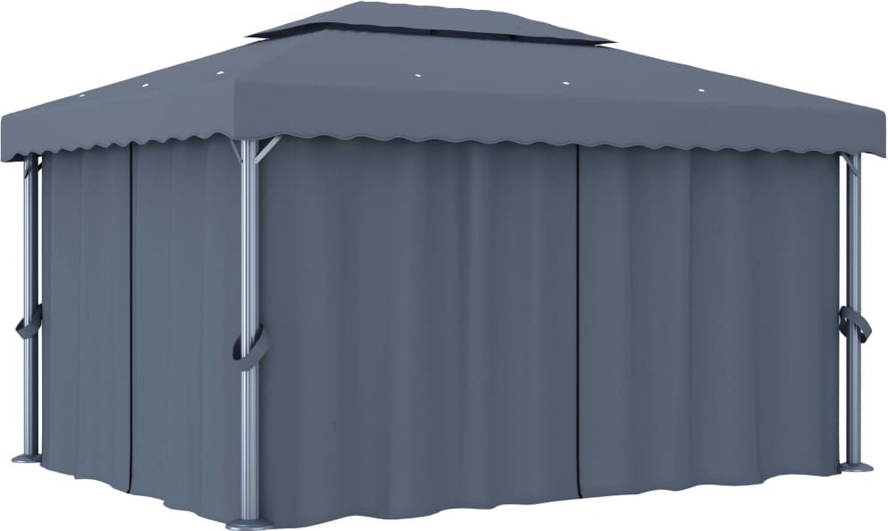 Pavillon mit Vorhang 4x3 m Anthrazit Aluminium
