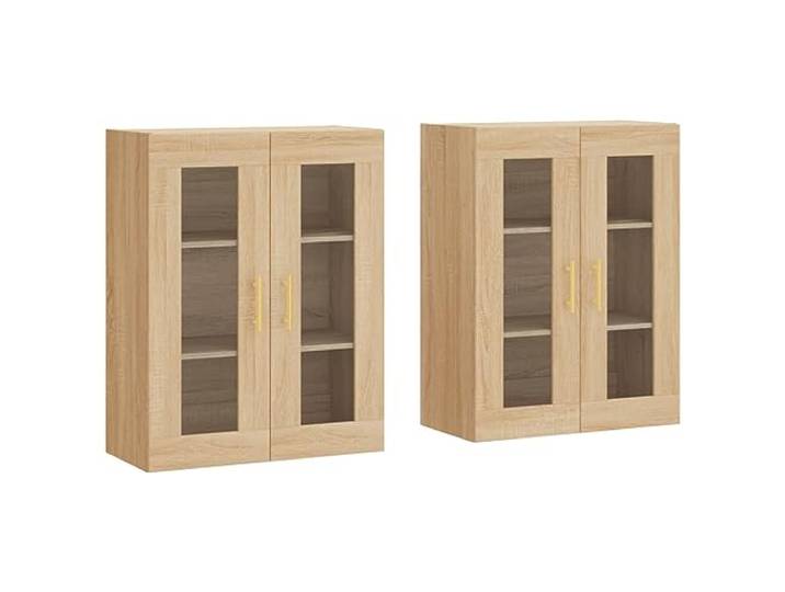 HKTMGDNG Wandschränke 2er-Set Hängeschrank Sonoma-Eiche Glas Vielseitige Hängevitrine für Wohnzimmer oder Essbereich mit Glastüren für dekorative Präsentation an der Wand.