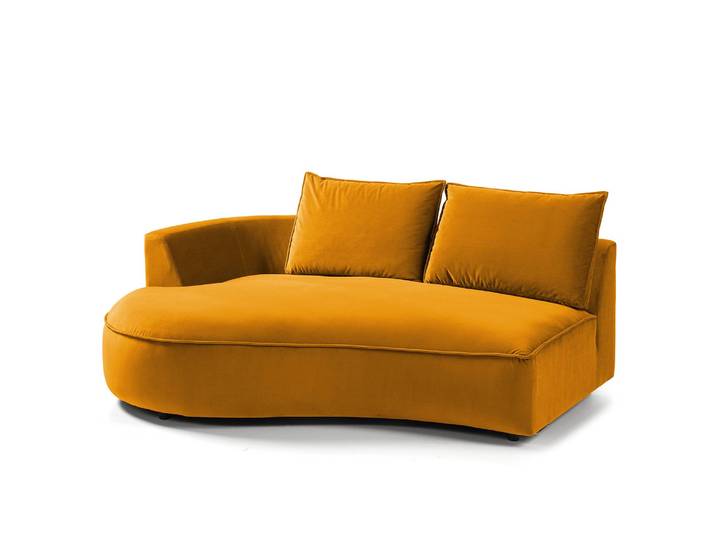 Modulottomane Orange/Orange Samt Shyla 196 x 146cm Ausrichtung links Modern