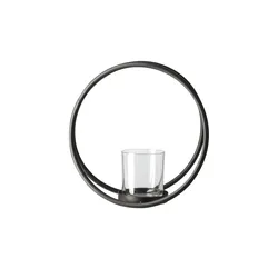 HOME STORY Teelichthalter   ¦ schwarz ¦ Eisen,Glas ¦ Maße (cm): B: 22 H: 22 T: 12.0