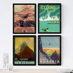 POSTER Set mit 4 Weinleseblätter von Bergen und Flüssen A3 Rahmenlos