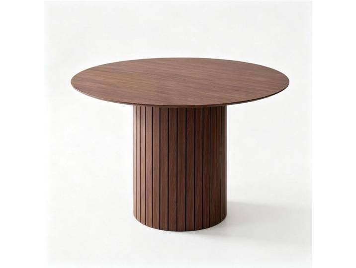 Table à manger ronde en bois – 120 cm – style minimaliste – marron foncé