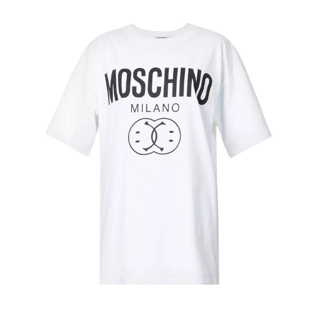 Moschino - Weißes T-shirt Mit Doppel-smiley