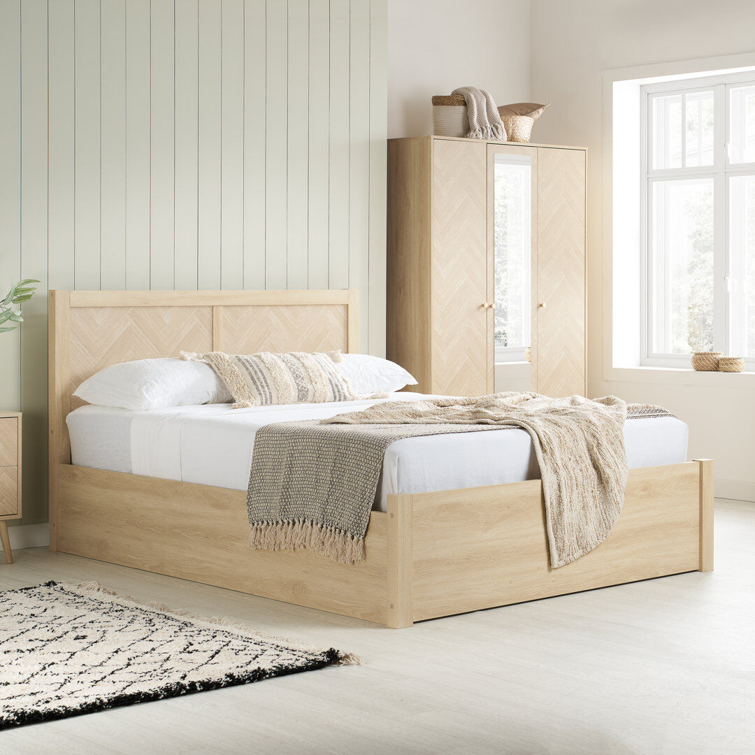 Norden Home Mardell Ottoman Storage Bed Oak Double (4'6)