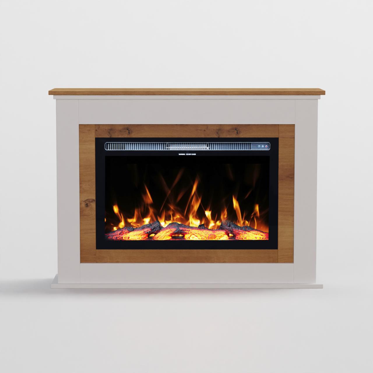 Garlivo Elektrokamin 'BARI Weiss' | LED Standkamin in weiss mit Heizung (1500 W) | HxBxT: 87,7x106x27cm