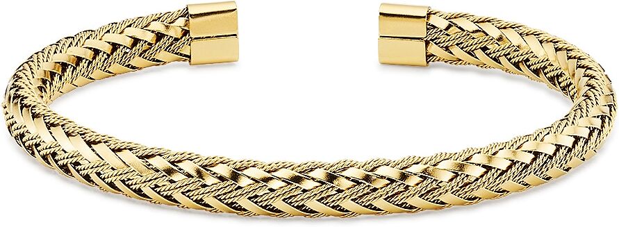 Armspange FIRETTI "Schmuck Geschenk Edelstahlarmband in geflochtener Optik", gold (gelbgoldfarben), Armbänder, Damen, 19cm, Edelstahl, Armspange