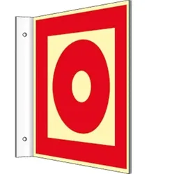 Fahnenschild Brandmelder manuell, Kunststoff, nachleucht., 160-mcd, 200x200 mm