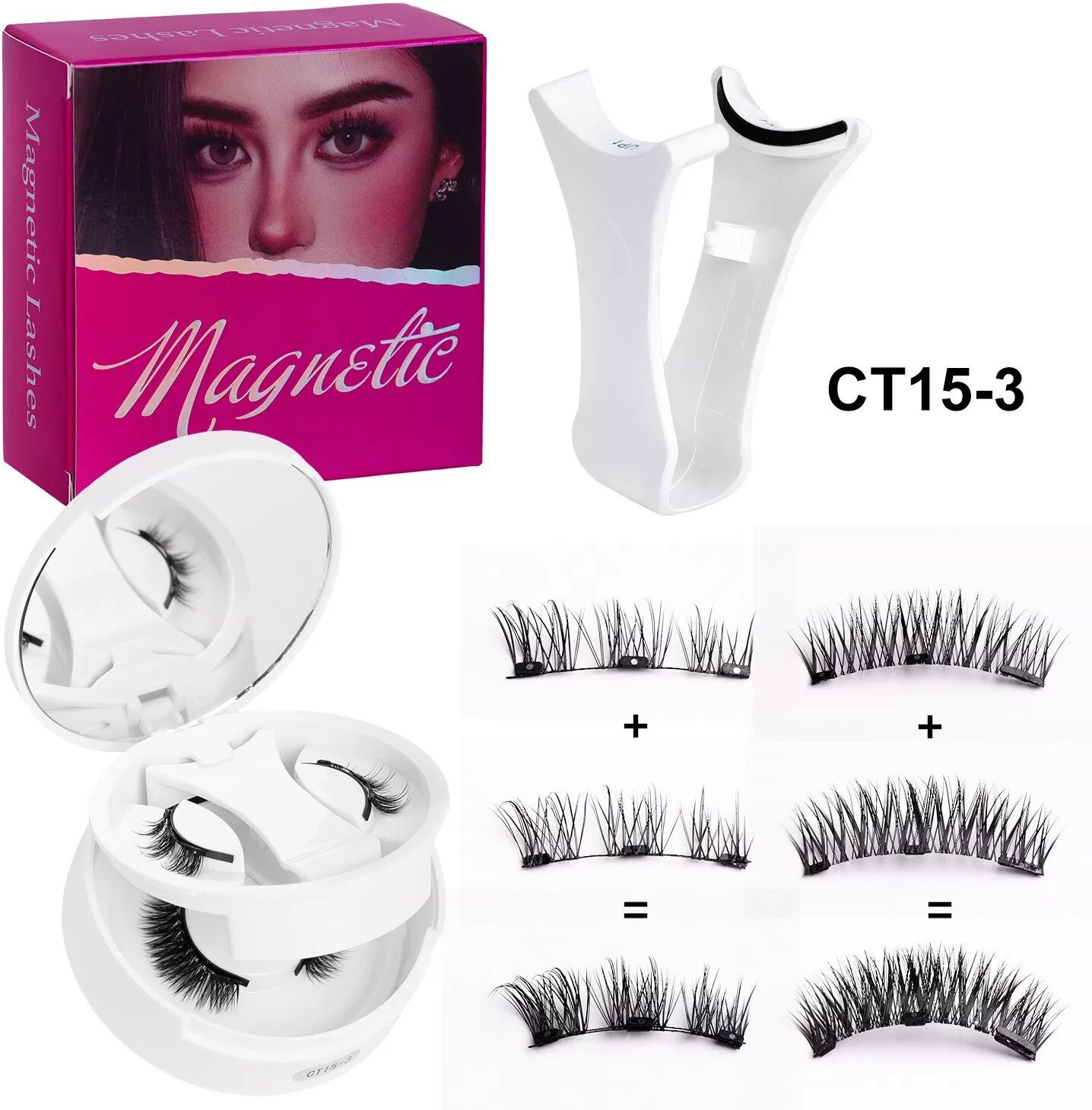 INF Magnetische Wimpern - 2 Paare, Fasermaterial, leicht & komfortabel