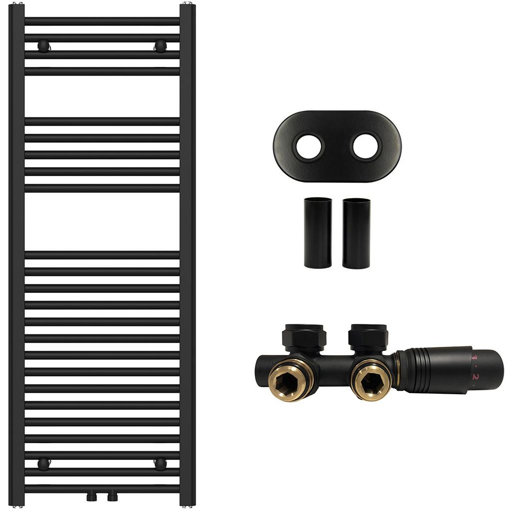 Cerano Benito Badkamerradiator set - Mat zwart - 1200 x 450 mm