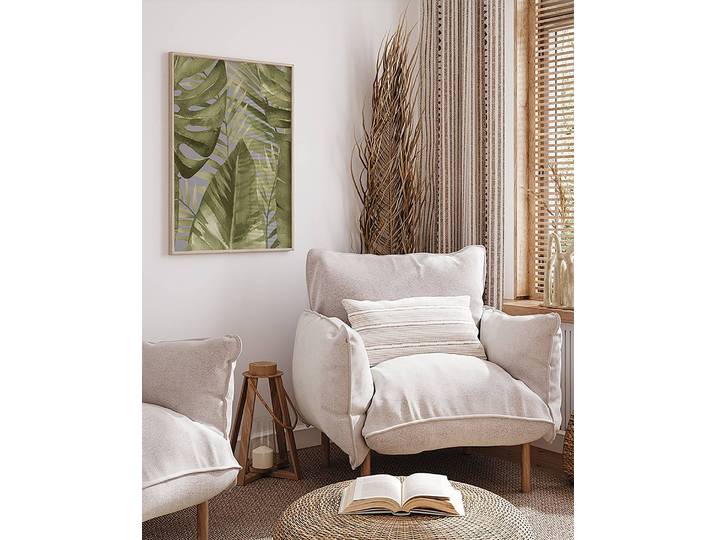 Bild Palm Banana Leaves Buche Massiv, lackiert Acrylglas Multicolor 52 x 62cm