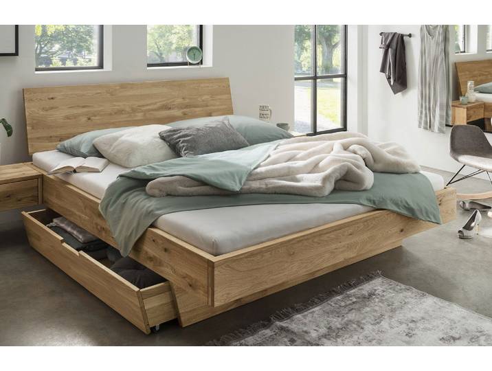 Doppelbett mit Schubkästen 'Redwood I' 200x200cm Wildeiche geölt