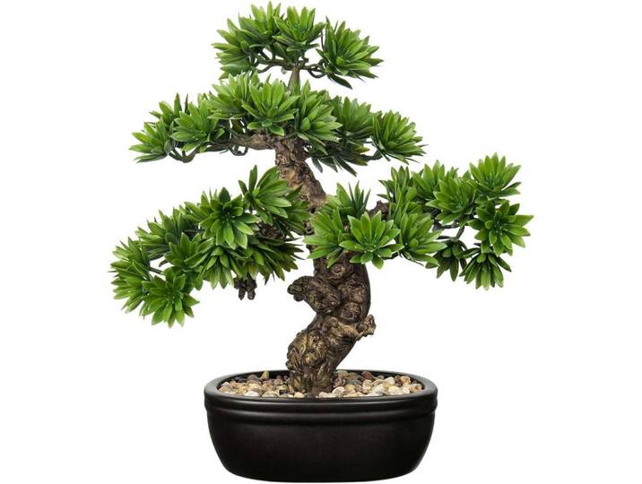 Kunstbonsai naturgetreu mit Topf Höhe 40cm, Grün, Kunststoff, 40 cm, Dekoration, Blumen & Blumentöpfe, Kunstpflanzen