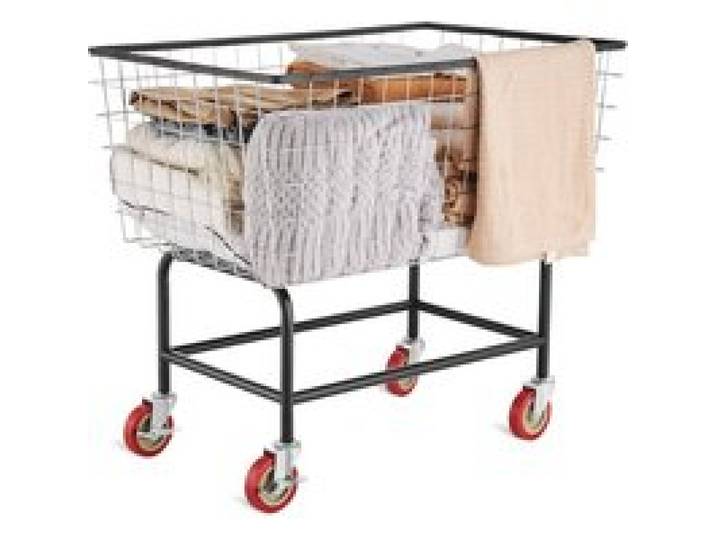 VEVOR Draht Wäschekorb, 4,5 Scheffel Draht Wäschekorb mit Rädern, 26,4 x 15,7 x 26 Zoll Kommerziellen Draht Wäschekorb Warenkorb, Stahlrahmen mit Chrom-Finish