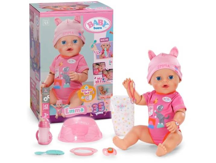BABY Born Emma 43 cm Babypuppe mit Click & Play, 10 Funktionen