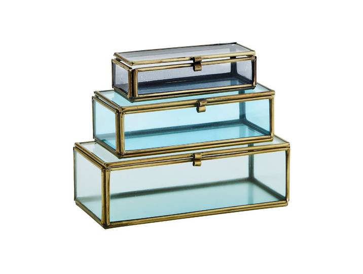 Lot de 3 boîtes en verre coloré Hapglass F