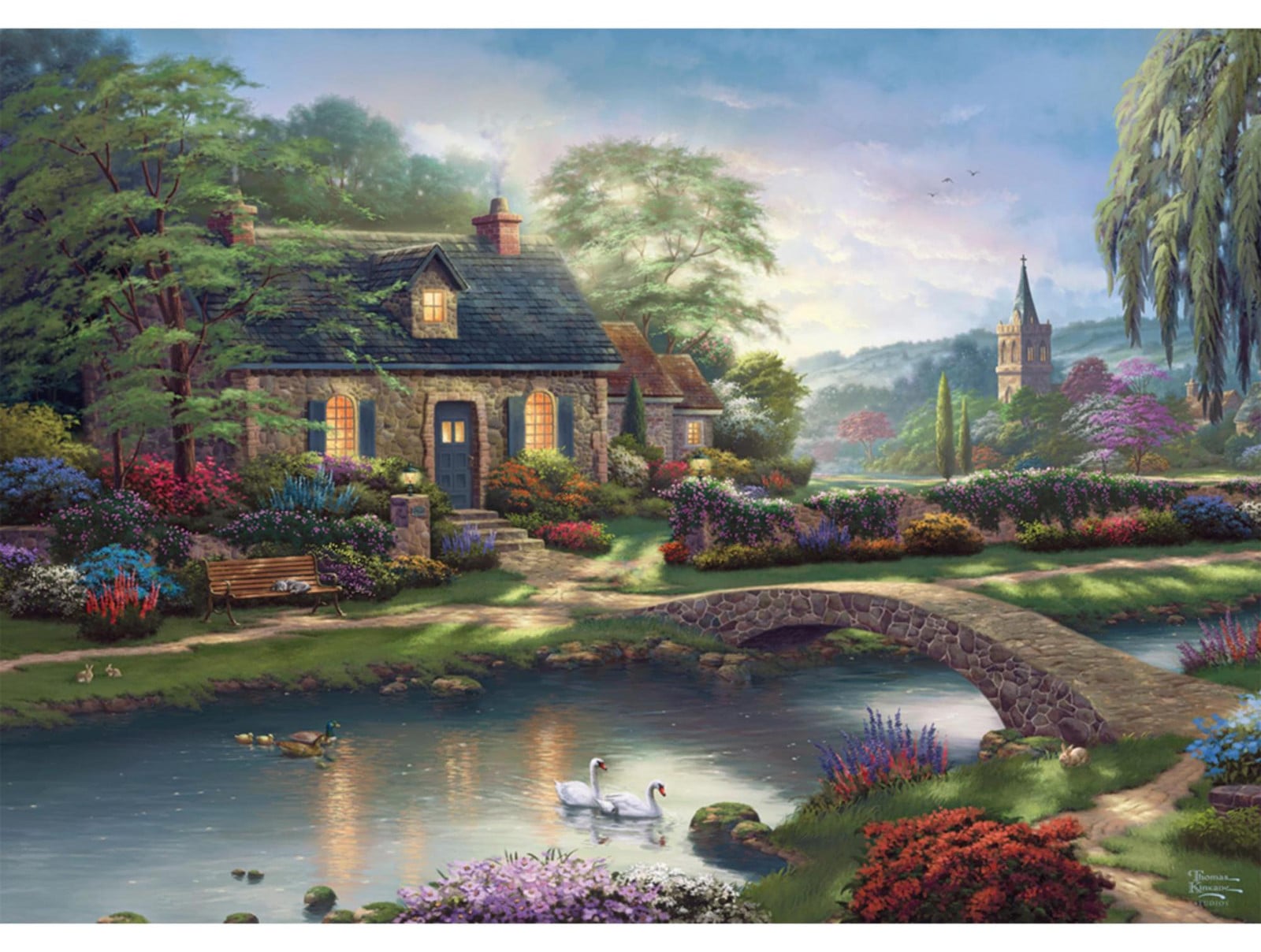 Schmidt Spiele Thomas Kinkade Studios Stoney Creek Cottage Puzzel 1000 stukjes