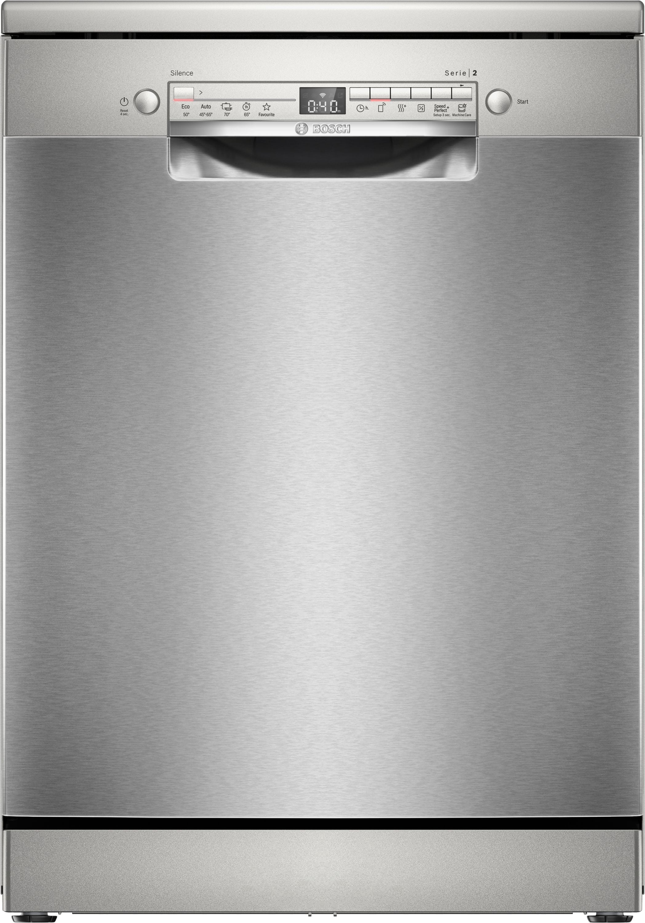 Bosch Serie 2 SMS2HVI06E 60 cm Geschirrspüler freistehend leise 14 Maßgedecke aquaStop Funktion Wärmetauscher (Edelstahl)
